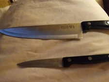 Philippe Richard Chefs Knife 8" Blade Black Wood Handle 3 Rivets & Pearing knife