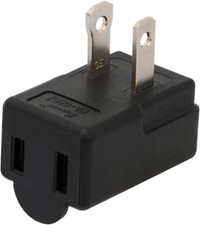 Right Angle Adapter,2-Prong 90 Degree Upward Angled AC Adapter, Polarized 2-Pron