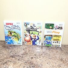 Wii Lot - Wii Play, Family Party Fitness Fun, Rapala We Fish. Tested And Working