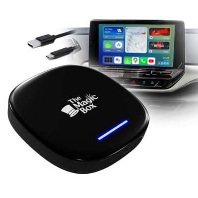 The Magic Box 2.0 Wireless CarPlay Android Auto Adapter Streaming WHITE