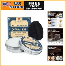 Mink Oil Leather Conditioner 3.52oz - All-Natural, Waterproof Care with Sponge