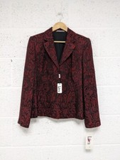Libra Jacquard Blazer Jacket Red Black Smart Formal New - Eu 42 / Uk 14