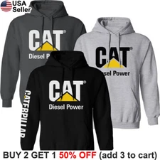 Caterpillar Diesel Power Hooded Sweat Shirt CAT Logo Hoodie Construction BCA15