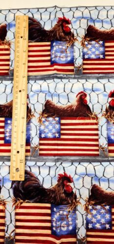 Vintage 2003 Fabric * Timeless Treasures * 100% cotton - 17" x 44" Chickens - Picture 2 of 7