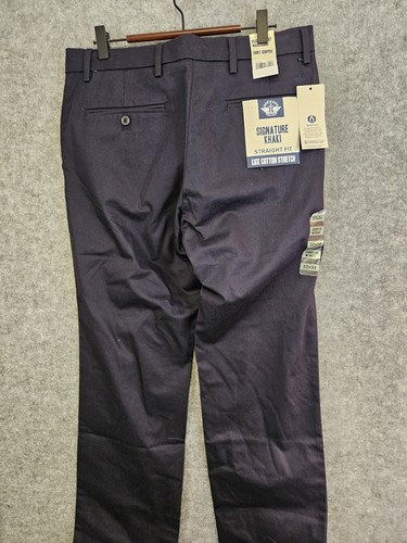 Dockers Signature Khaki Pants Men's 32x34 Stretch Lux Cotton Straight Navy NEW - Picture 6 of 15