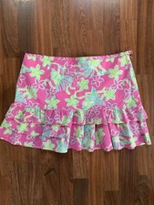 Vintage Lilly Pulitzer Women 6 Monkey Print Pink Green Skirt Adult Ruffle New