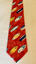 New Mens Surfboards Red Cotton Necktie Rare Unique Novelty One of a Kind Surfing