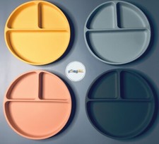 5 x BABY TODDLER SECTION SILICONE PLATES - WEANING MEAL TIME BABY CHILD KIDS