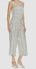  140 Vince Camuto Women's White Variegated Striped Sleeveless Jumpsuit Size M
