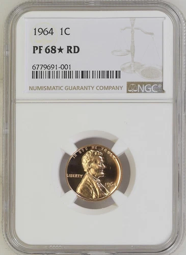 1964 1C Proof Lincoln Cent, NGC PF68*RD