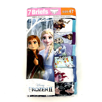 Disney Girl's Panties Briefs Size 4T Frozen 2 II 100% Cotton 7-Pack NWT/Sealed