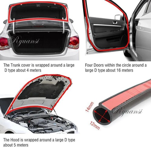 D Shape Car Door Rubber Seal Strip Hood Trunk Trim Edge Moulding Weatherstrip - Bild 3 von 7