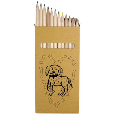 12 x 'Dog Paradise Surrounded by Bones' Long Colour Pencils (PE00059671)