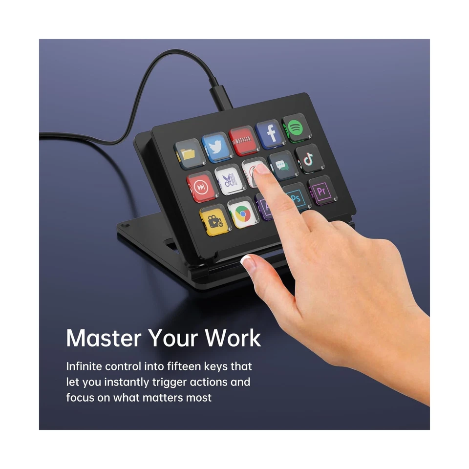 LCD Shortcut Stream Controller 15 Tasten Konsole + 4K HDMI Video Capture Card - Bild 3 von 4