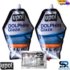 2 x U-POL Dolphin Glaze Self Levelling Glazing Putty UPOL 440ml