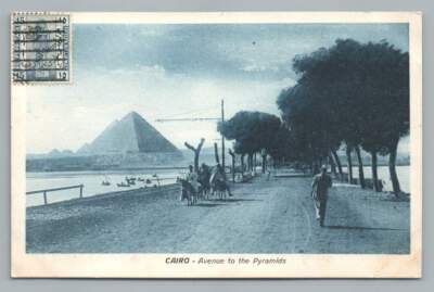 Great Pyramids Avenue GIZA Cairo Egypt Stamp Overprint LIBAN Lebanon Beirut 1924
