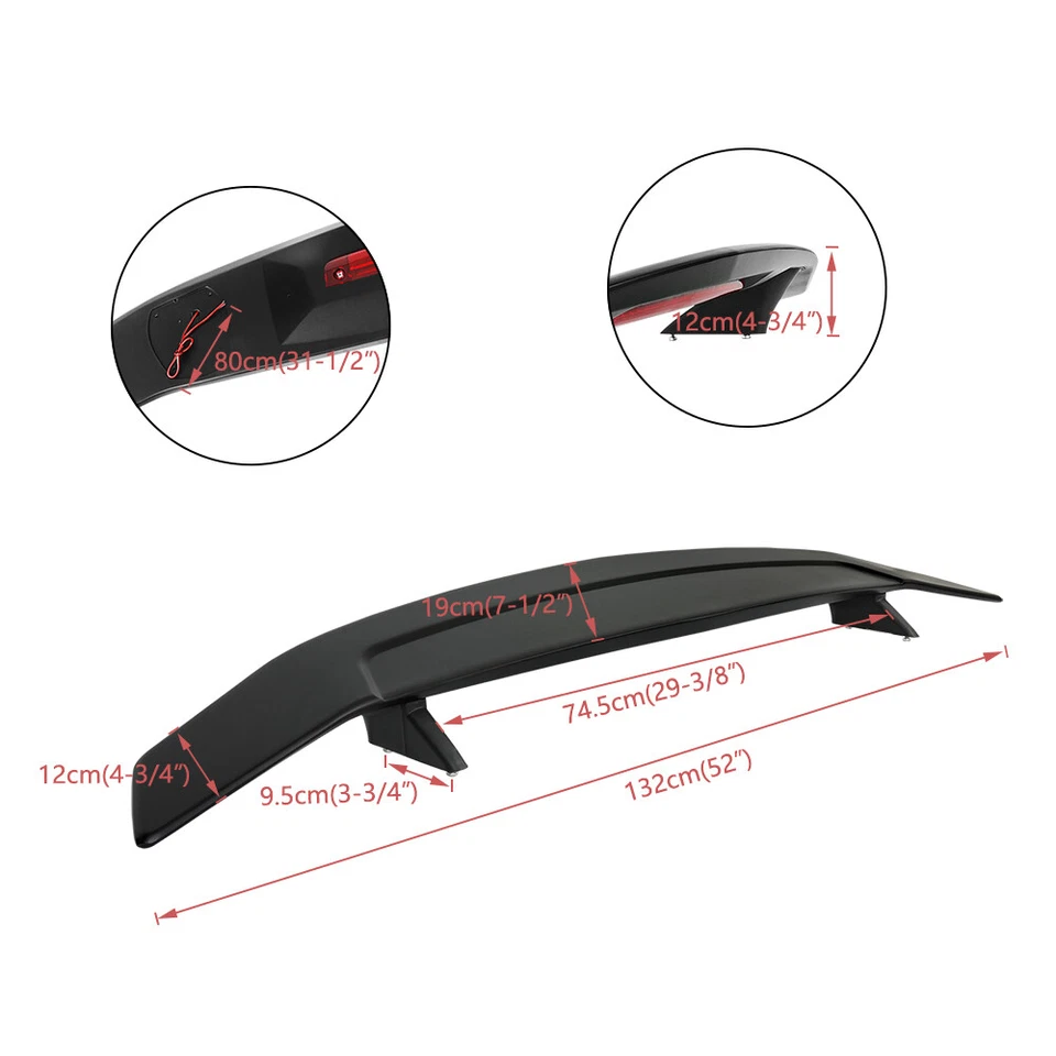 52" Rear Trunk Spoiler Wing Brake Light For Nissan 180sx 200sx 240SX S13 S14 - Image 2 of 4