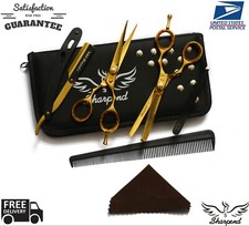 5.5 " Gold Professional Salon Hair Cutting Scissors Thinner Barber Shears Razor