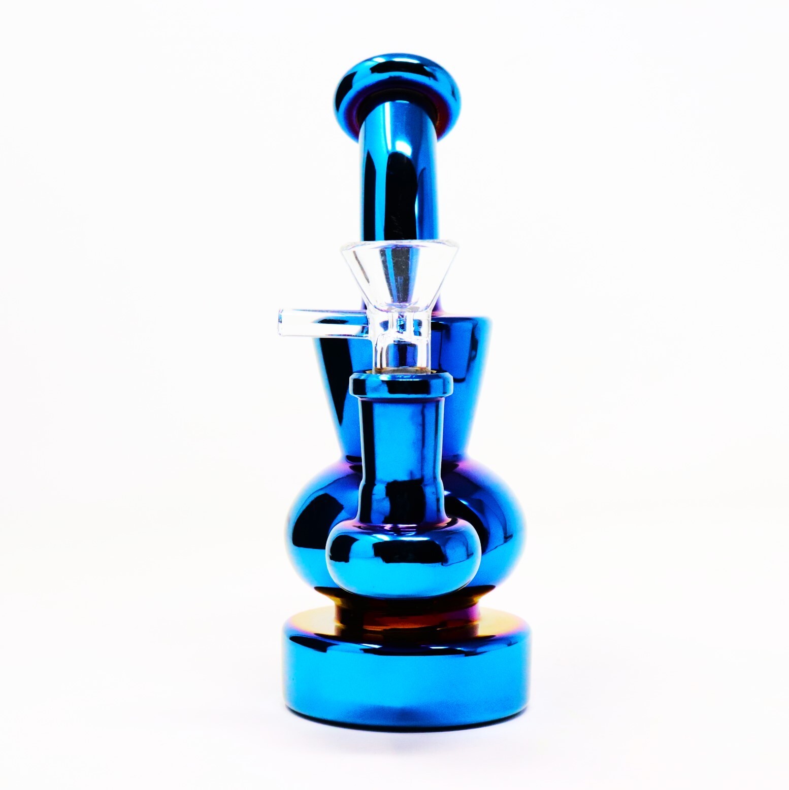 6" Metallic Blue Chrome Glass Bong Tobacco Smoking Water Pipe MB-0006