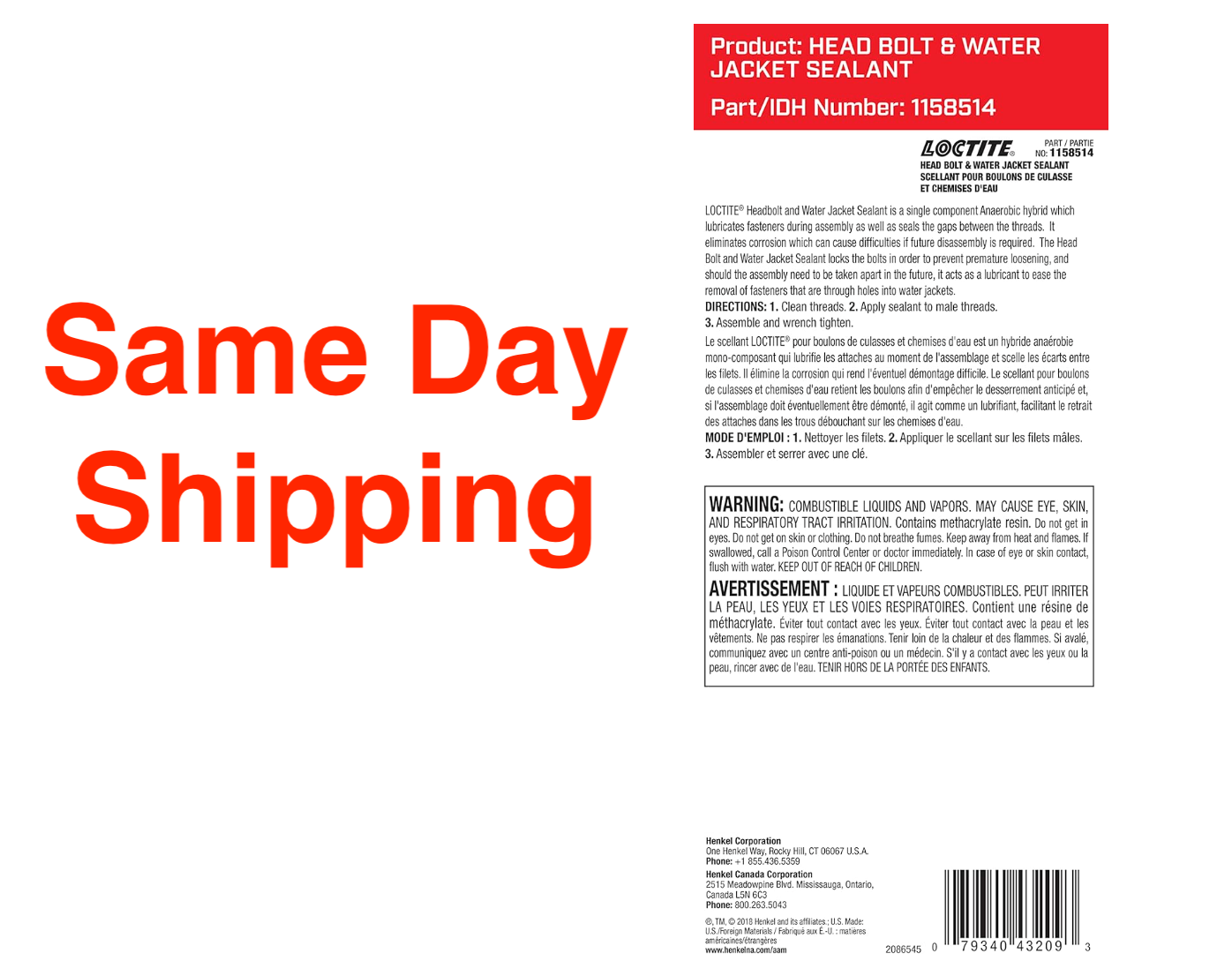 LOCTITE 1158514 Head Bolt and Water Jacket Sealant 50ml NEW eBay