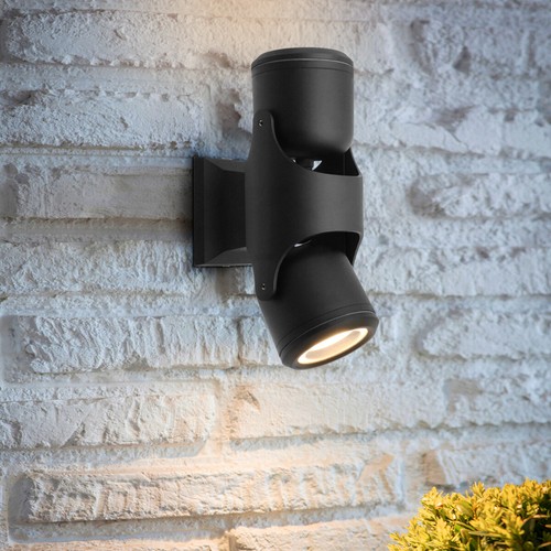 Black Outdoor Wall Light Adjustable IP54 External Directional Spot Lamp - Picture 6 of 30