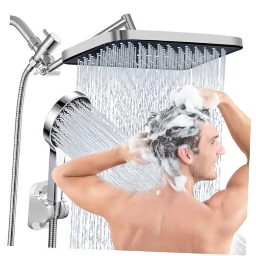 Shower Head,14”Rain Shower Head with Handheld Spray Combo with 14 Inch Silver