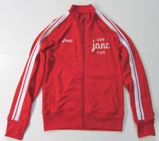 Asics See Jane Run Red White Stretch Zip Pock...