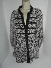 Womens Top Size 26/28W Kathy Che leopard top blouse 3/4 sleeves button down