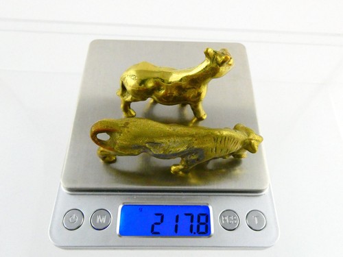 Lot of 2 Brass Animal Figurines Cow and Horse or Donkey 217.8 Grams Weight - Picture 8 of 8