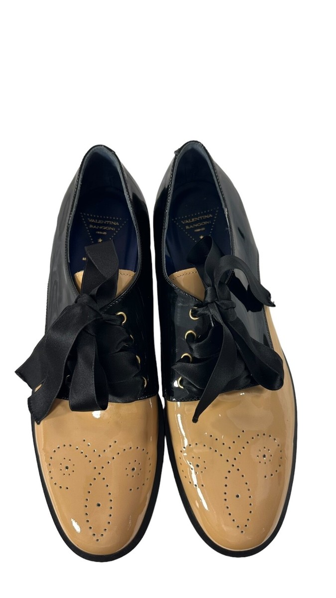 HTF Genuine ladies VALENTINA RANGONI beige blac patent leather