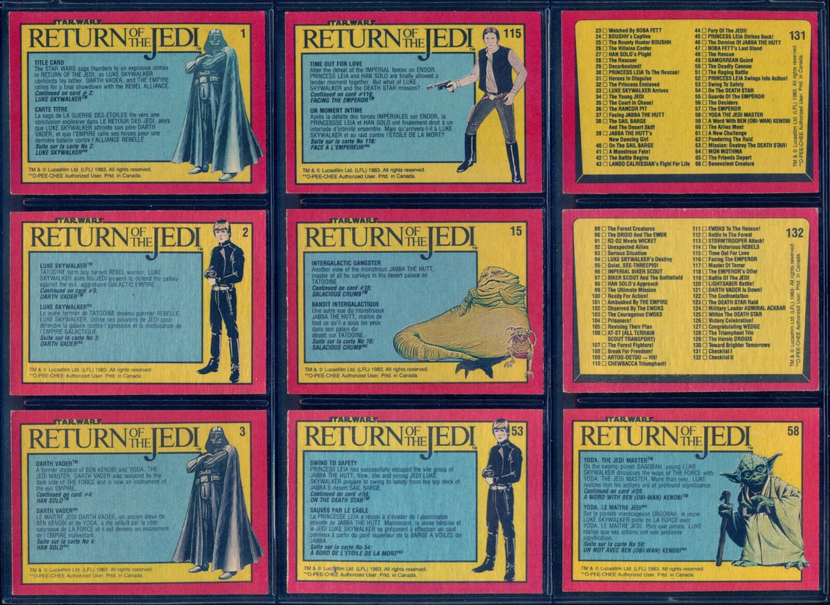 1983 Topps O-Pee-Chee OPC Star Wars Return of the Jedi Full set