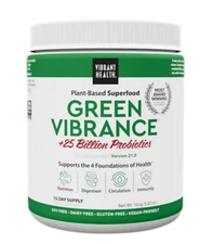 Vibrant Health Green Vibrance 5.82 oz 165 grams - 15 Day Supply - Best by 10/26+