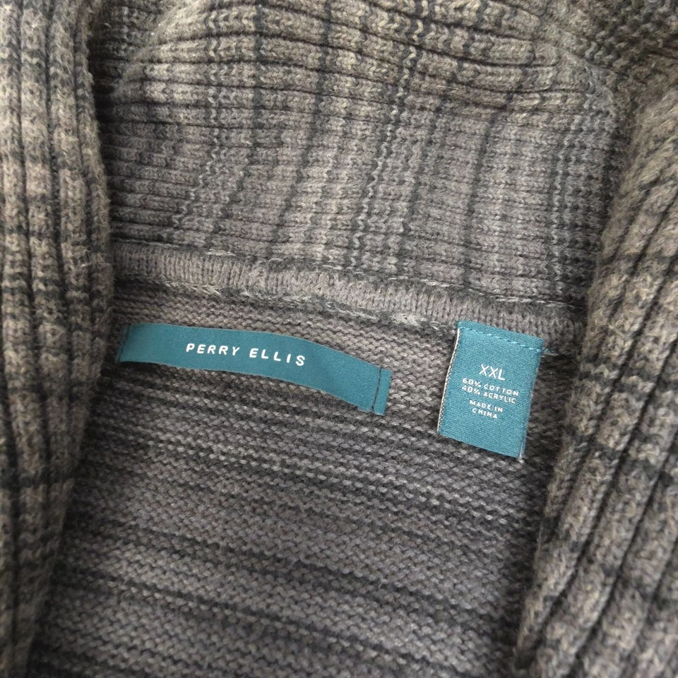 Cárdigan Perry Ellis Hombre 2XLARGE Gris Tejido Manga Larga Invierno Suéter Talla 2XL Foto 2 de 4