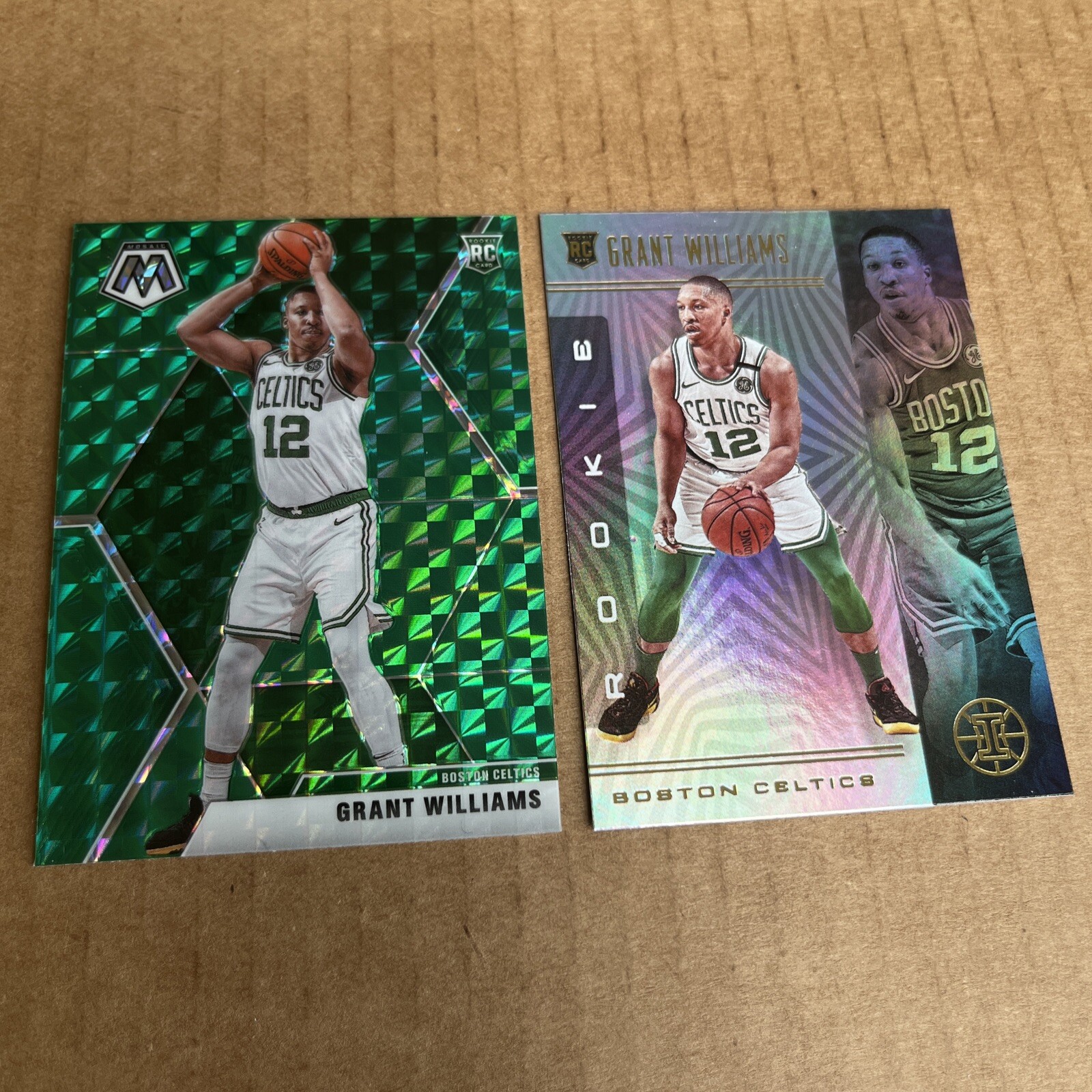 GRANT WILLIAMS RC 2019 Mosaic GREEN #217 & Illusions #159 Celtics Cards (c5)