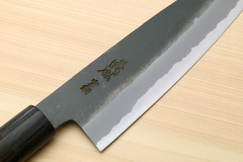 Cuchillo de chef multiusos Santoku Yoshihiro Kurouchi acabado negro acero azul #2 - Imagen 5 de 18