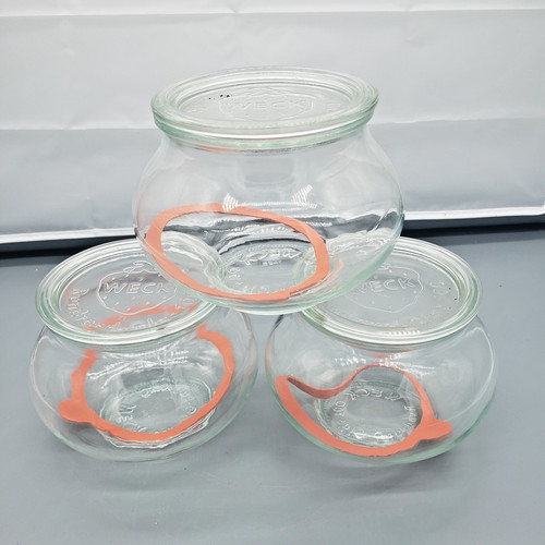 WECK Rundrand-Glas 100 Vintage Strawberry Glass Canning/Storage Jar lot of 3