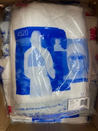 3M 4520 White Disposable Hooded Safety Coverall Suit Size XL Case of 20 NWB - product listing photo