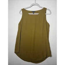Eileen Fisher Olive Green Sleeveless Scoop-Neck Camisole 100 silk