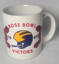 1989 University Of Michigan Football Rose Bowl Coffee Mug/Cup 1988 Big 10 Champs