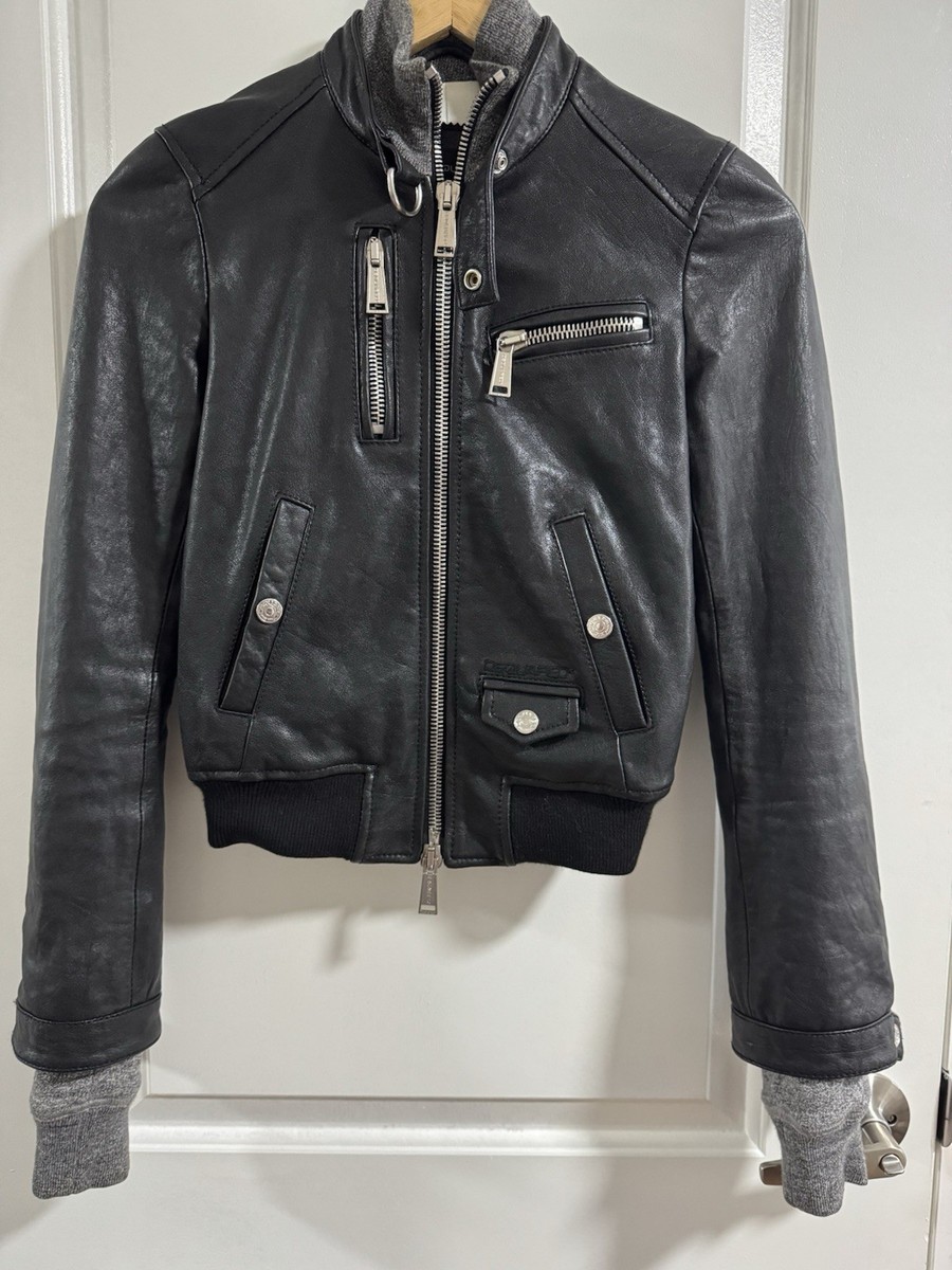 DSQUARED2 Women's Real Leather Biker Jacket Size 38/XS in Amazing