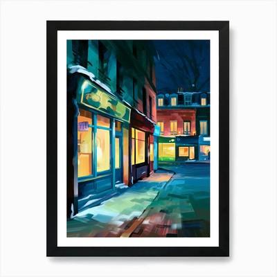 Nacht in Paris, Anime Kunst Lofi Kunst gerahmtes Wandbild Poster Leinwanddruck Bild