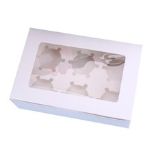 100PACK Windowed Cupcake Boxes for 1, 2, 4, 6, 12 Cup Cakes with Removable Trays