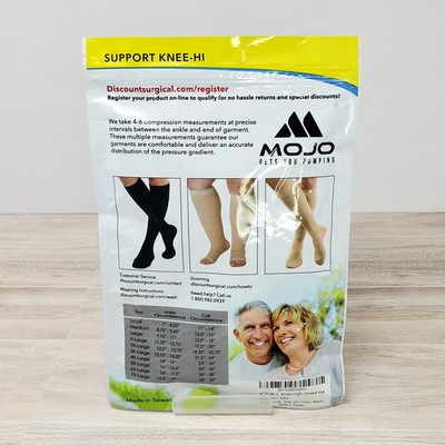 Mojo Compression Socks Unisex 20-30mmHg Knee High Closed Toe Black Size 4XL