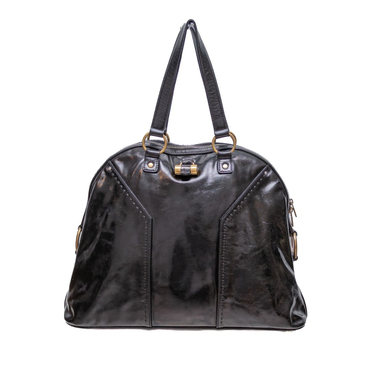 Yves Saint Laurent Muse Handbag Black Leather Large Tote Bag YSL 