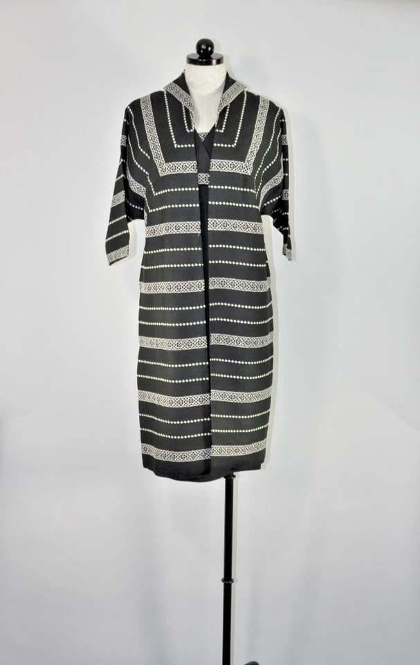 Винтажный 1950-х Lilli бриллиант черный белый вышивка два изделия пальто карандаш платье комплект S - Изображение 4 из 4