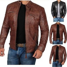 Men's leather jacket standing collar punk men's motorcycle PU leather jacket