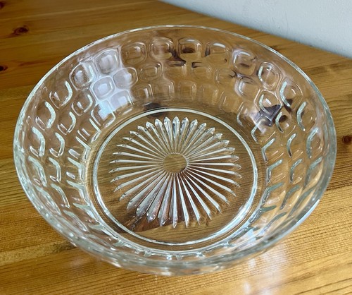 Vintage Federal Glass Yorktown Thumbprint Pattern Punch Bowl Serving Bowl - Afbeelding 5 van 12