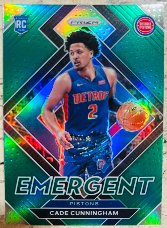 Cade Cunningham 2021-22 Panini Prizm Emergent Green RC Pistons #22