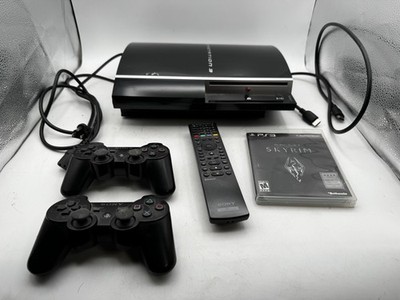 Sony PS3 Fat 80GB CECHL01 Console 2 Controllers Remote Skyrim Tested Working