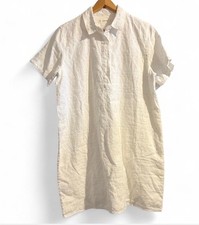 Everlane The Linen White Eyelet Henley Lined Shirtdress Beach Cottagecore Size M